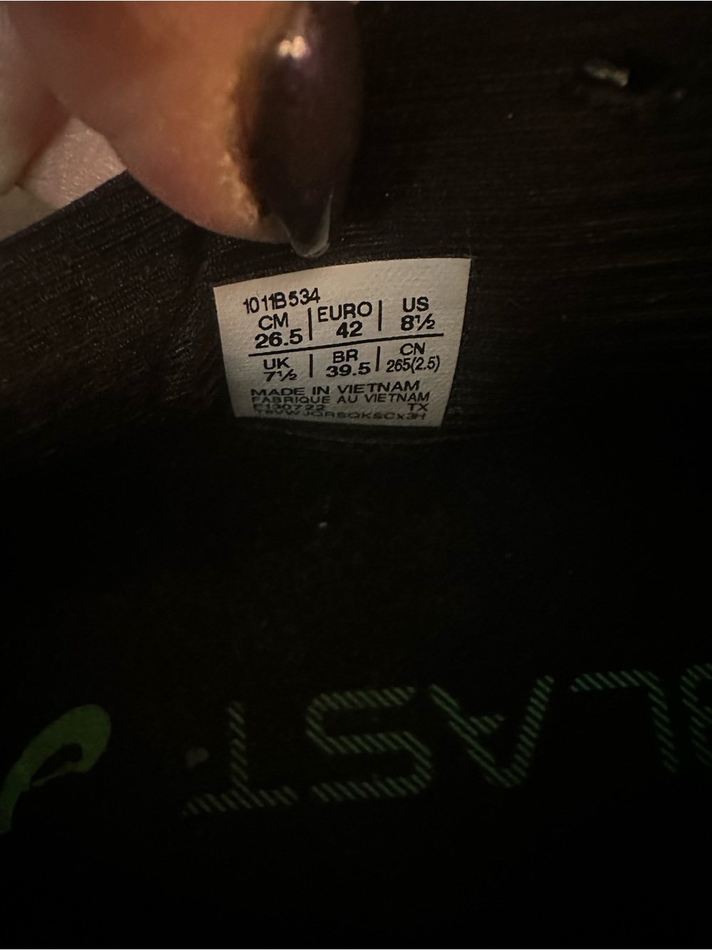 Asics Black Running Shoes with Green Accent - Picture 3 of 4